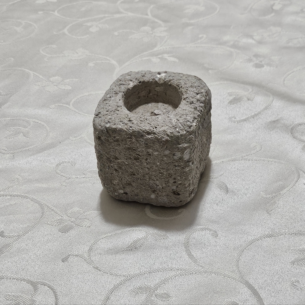 Textured Concrete Cube Candle Holder Fake Rock Key Hide 4/$20